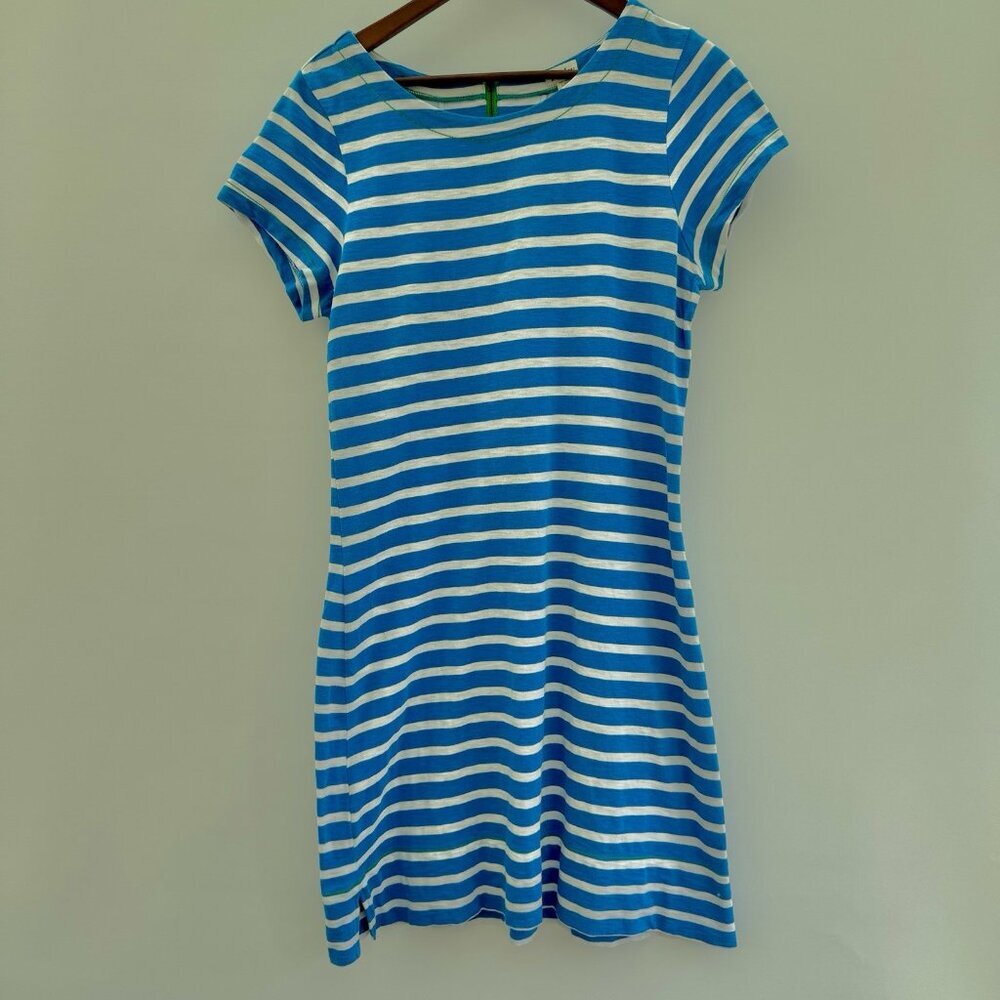 Hatley‎ Blue & White Striped Dress L With Zipper Back Preppy Nautical